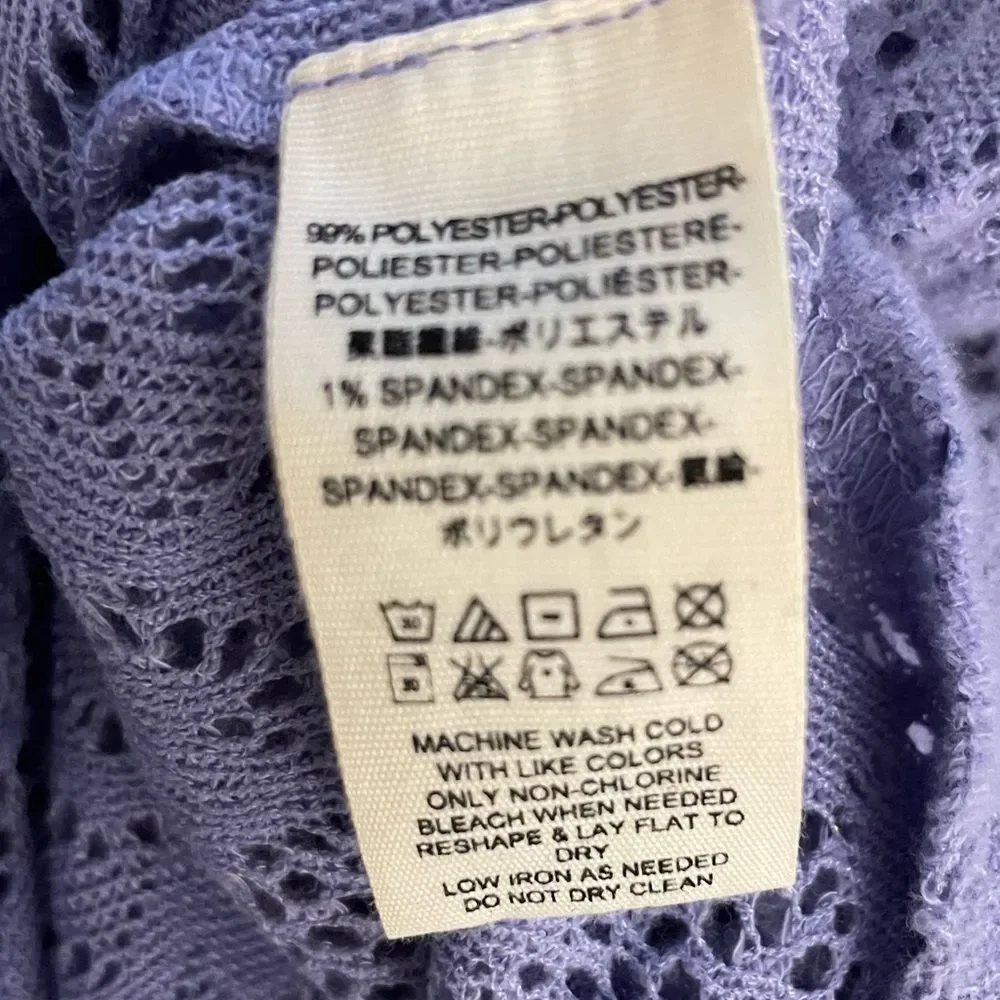 Free People Not Cold in This Lilac Lace Pullover Crew Top Size Small